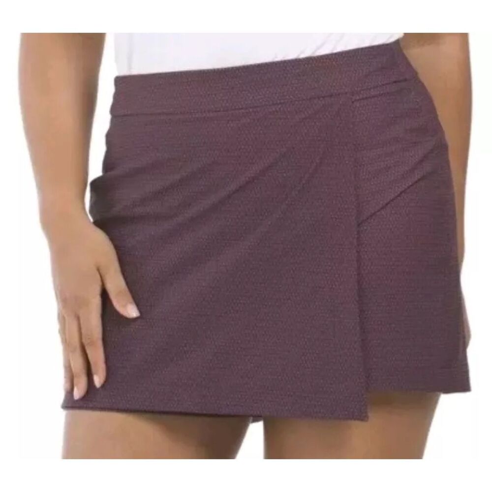 Spanx Womens Geoscape Sunshine Flat Front Golf Tennis Skort Blue Orange Large